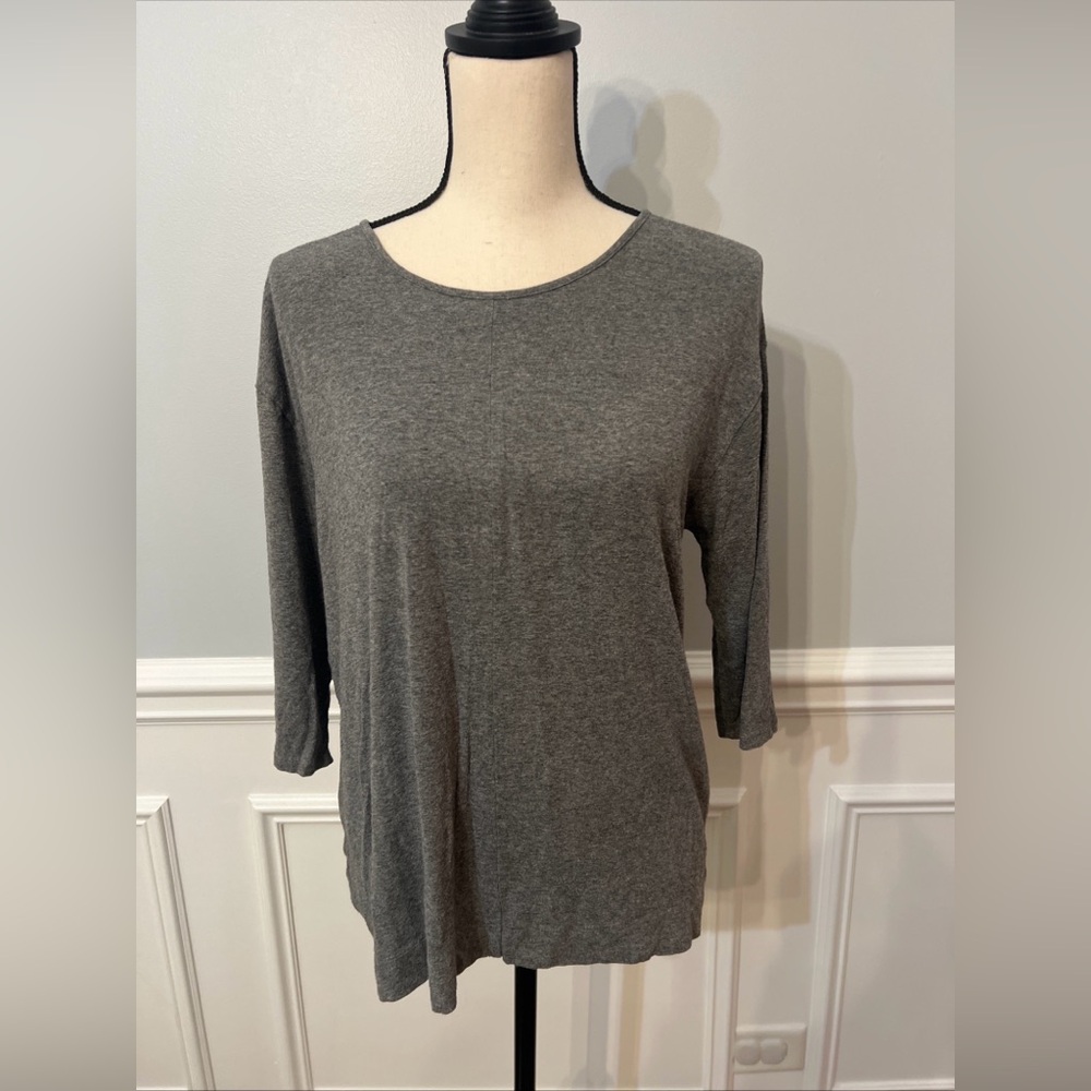 J. Jill Wearever Collection Gray Minimalist 1/2 Sleeve Shirt Size Medium